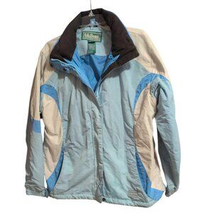 L.L. Bean Hooded Jacket Soft Blue Shell Ski Jacket Full Zip Coat with Zip Pocket